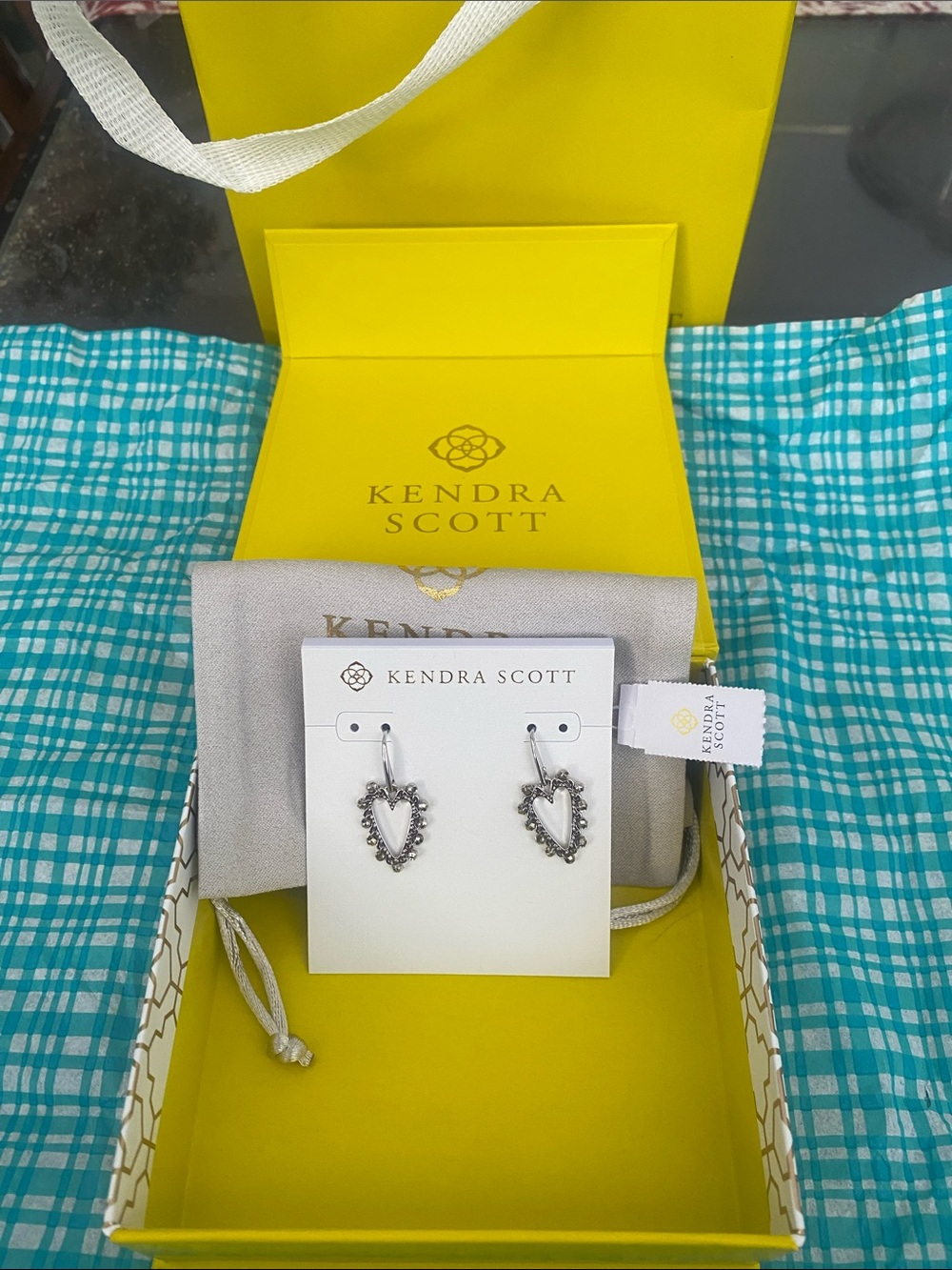 Kendra Scott Silver Open Heart Drop Earrings